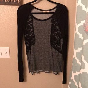 Black/grey lace long sleeve
